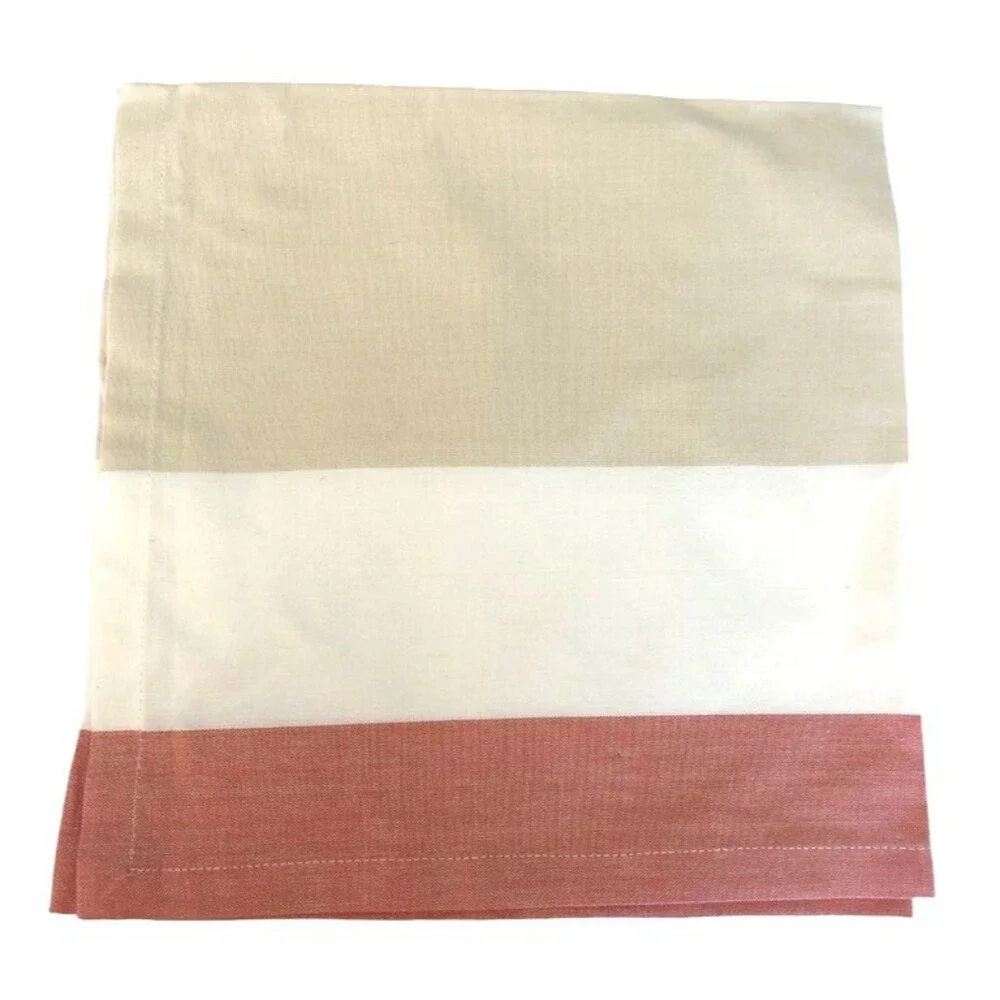 Cabana Beach Stripe Fabric Napkins Coral Taupe White 20x20